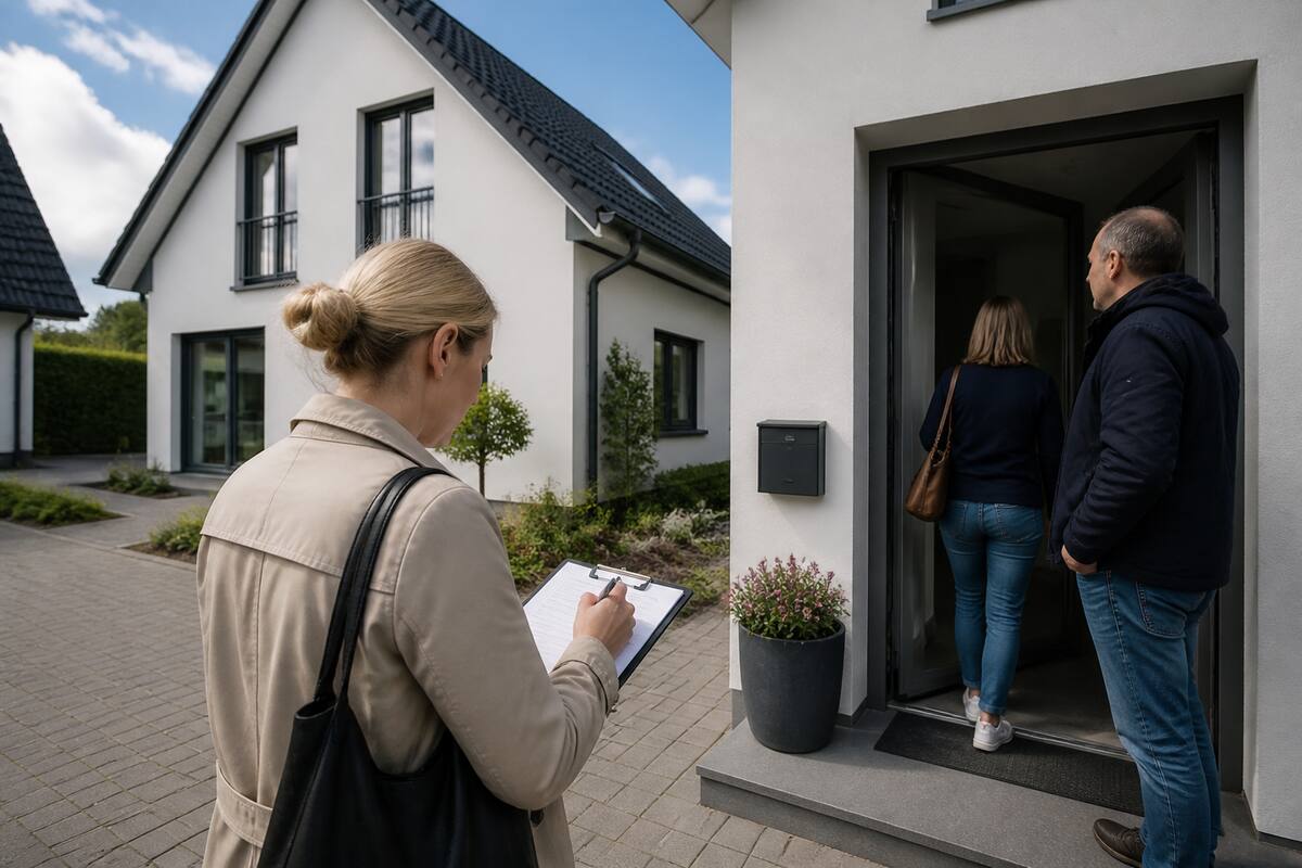 Een koper die aantekeningen maakt tijdens een bezichtiging van een woning in Duitsland