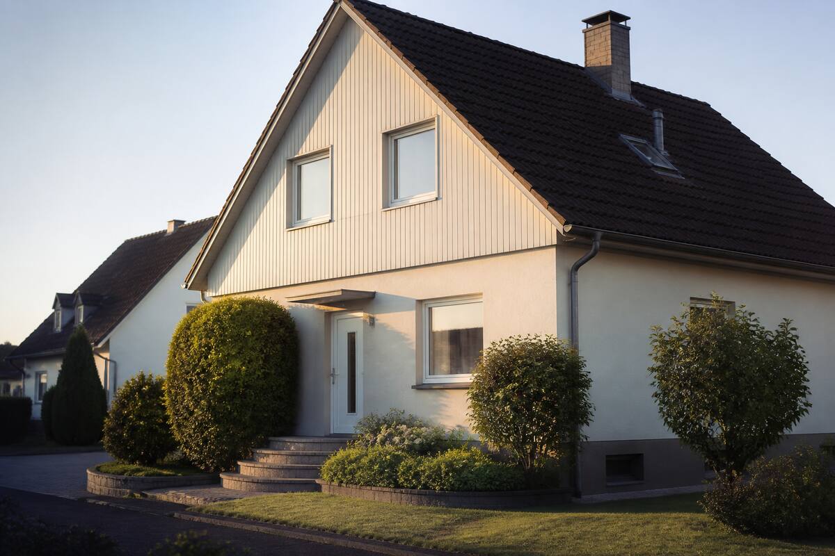 Woning in Duitsland tijdens een bezichtiging met realistische woonomgeving